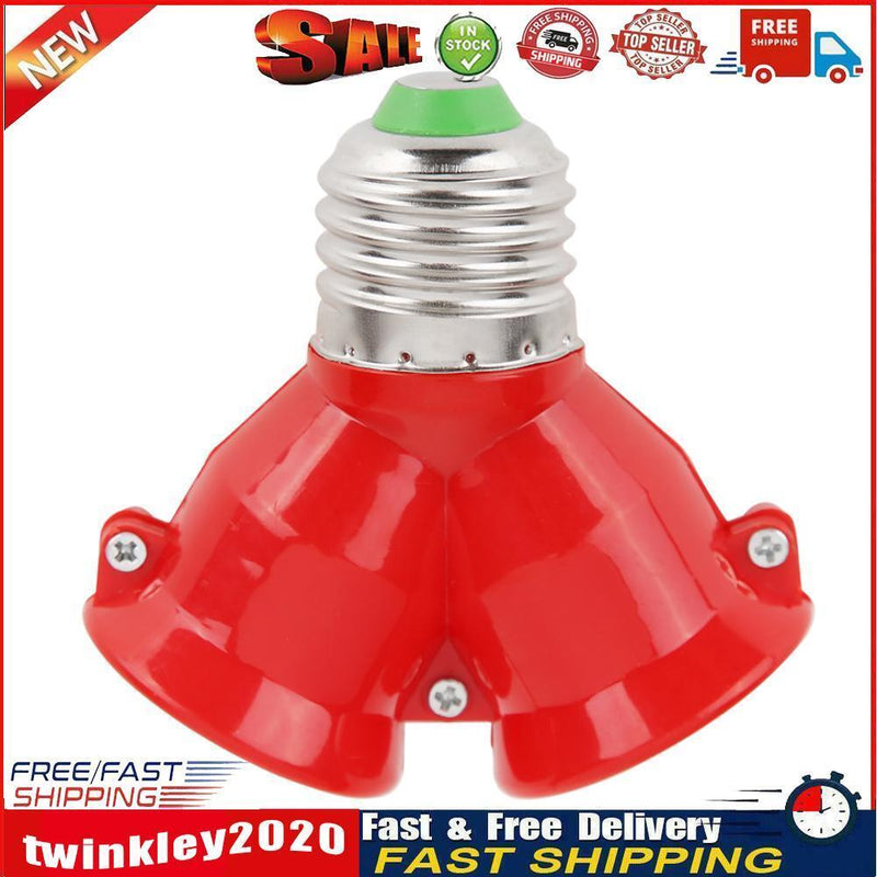 E27 to 2E27 Lamp Holder Converter Socket Splitter Adapter Bulb Base (Red) Newly