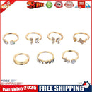 7pcs/set Rhinestone Butterfly Flower Ring Women Open Knuckle Rings Jewelry