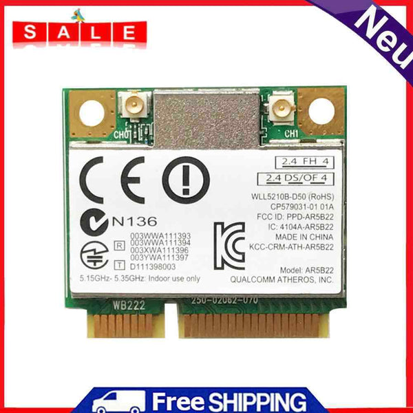 300Mbps Mini PCI-E Wireless Adapter 2.4G/5G Dual Band Bluetooth 4.0 WiFi Dongle