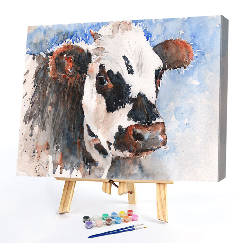 DIY  Oil Paint By Number dairy cow Drawing Art L80