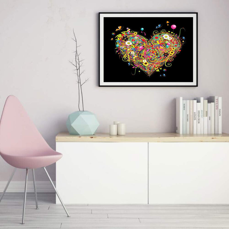 Oil Paint By Numbers Picture DIY Drawing Painting Flower Heart Drawing on C