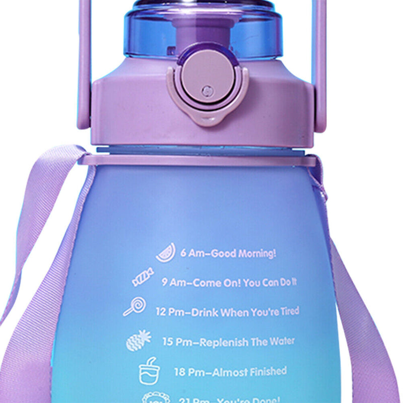 Gradient Water Bottle Portable Sports Leakproof Marker Water Kettle (D) Newly