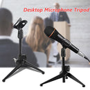 Foldable Desktop Microphone Tripod Stand Holder with Mic Clip for Meetings Live