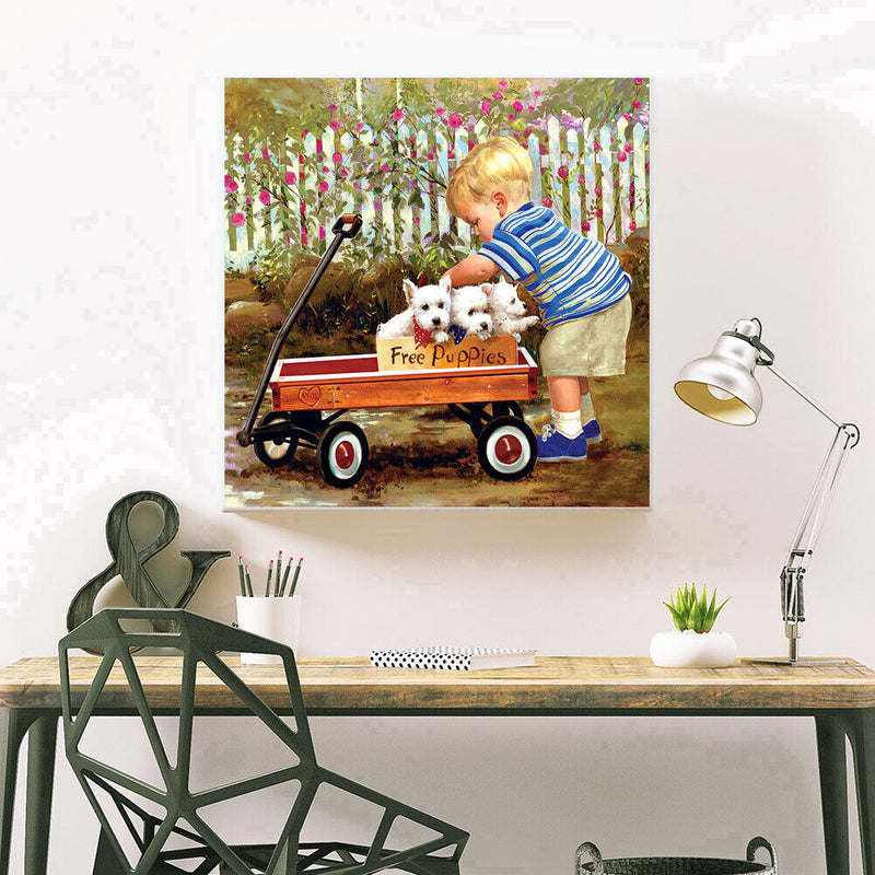 Full Round Drill Diamond Painting Little Boy Car 5D DIY Handmade Mosaic Crafts