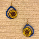 Ukraine Sunflower Acrylic Geometric Shape Dangler Eardrop Jewelry Accessories