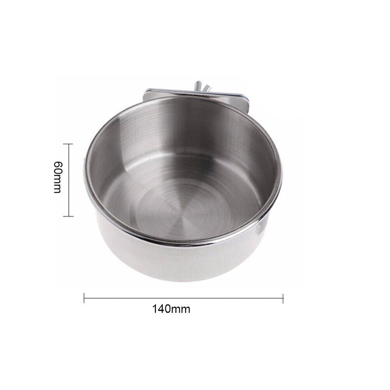 Stainless Steel Pet Bowl Hanging Stationary Drinking Water Food Feeder (L) Newly