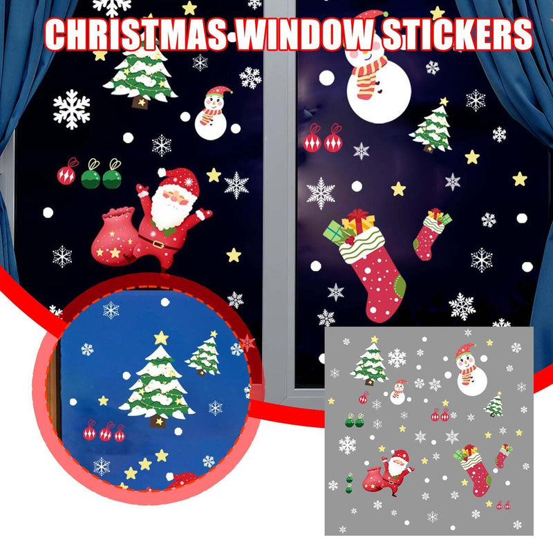 Christmas Santa Window Glass Stickers Mirror Stickers Snowflake Wall Door~