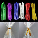 8 Bags Party Baking Ste Wrapping Metallic Wire Cellophane Bag Pack Sealing Ties