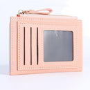 5pcs Women PU Solid Card Holder Money Bag Multi-slot Mini Wallet(Pink)