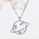 Korean Planet Star Pendant Necklace Zircon Universe Women Clavicle Chain Jewe
