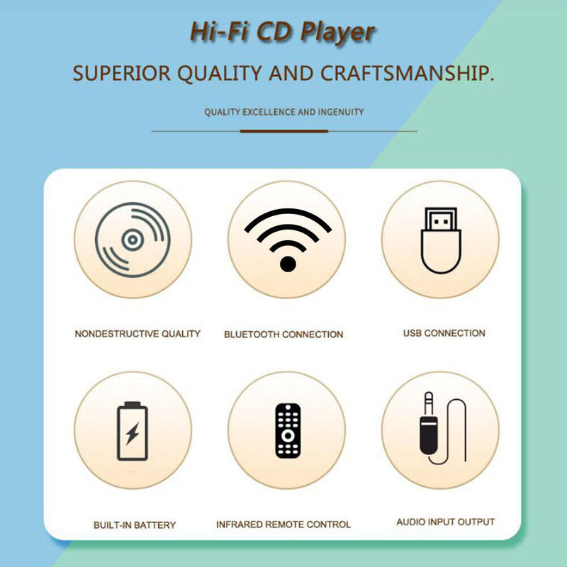 #A 5V 2A CD Player Bluetooth-compatible Audio Player DVD Player with Remote Cont