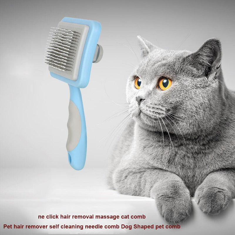 Pet Needle Comb Steel Pet Loose Hair Remover Brush Auto Epilation (Blue) Newly