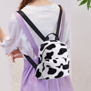 Fashion Winter Fluffy Women Soft Plush Printed Cow Backpack Girls School Bags