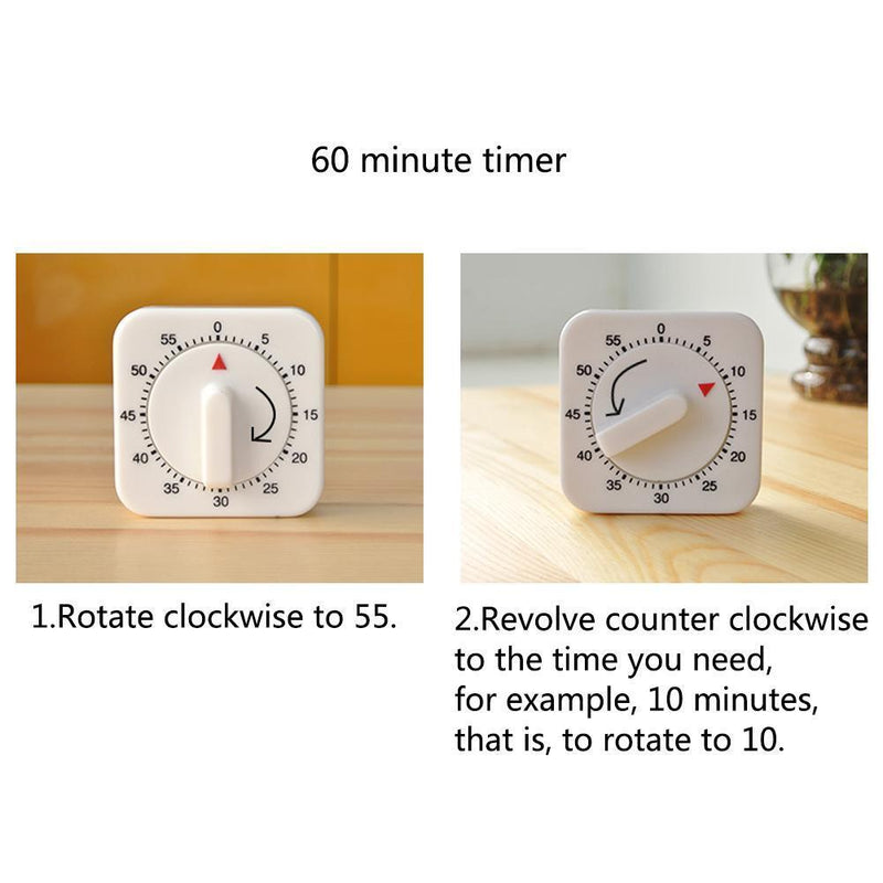 5pcs 60 Minutes Manual Timer Mechanical Reminder Alarm Clock Kitchen Timer