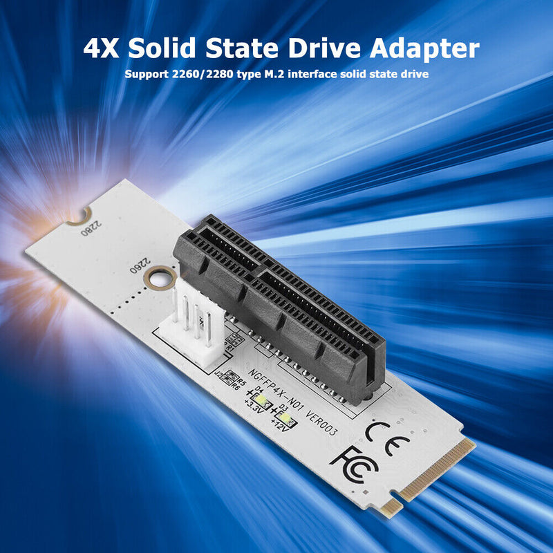 NGFF M.2 to PCI-E 4X Riser Card M2 Key M to PCIE X4 Adapter with LED Indicator