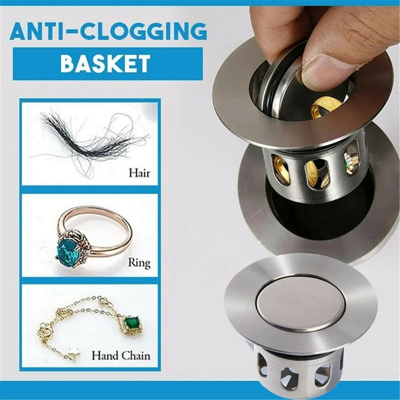 With Anti-clogging Basket Sink Drain Stopper Wash Basin Bounce Drain Filter