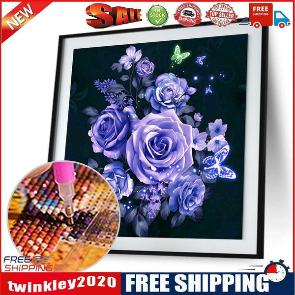 Rose 5D Diamond Painting Embroidery DIY Cross Stitch Home Decor Gift(Purple