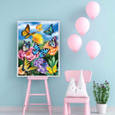 Butterflies Flowers Oil Painting By Numbers DIY Frameless Picture On Canvas
