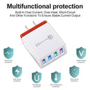LED Mobile Phone Wall Chargers 4 Ports USB Tablet Charger Adapter (Red)