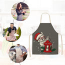 Kitchen Linen Apron Dog Carry Christmas Lantern Painted Cooking Pinafore