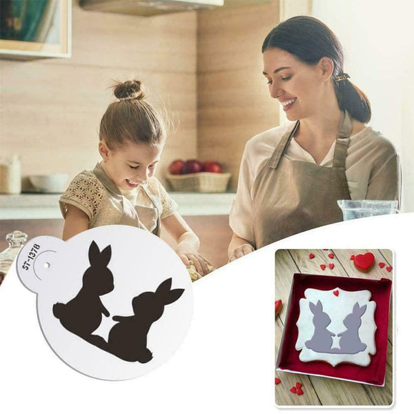 Easter Bunnies Cake Stencil For Cookies Cupcake Stencil Mold Decorating P9U0