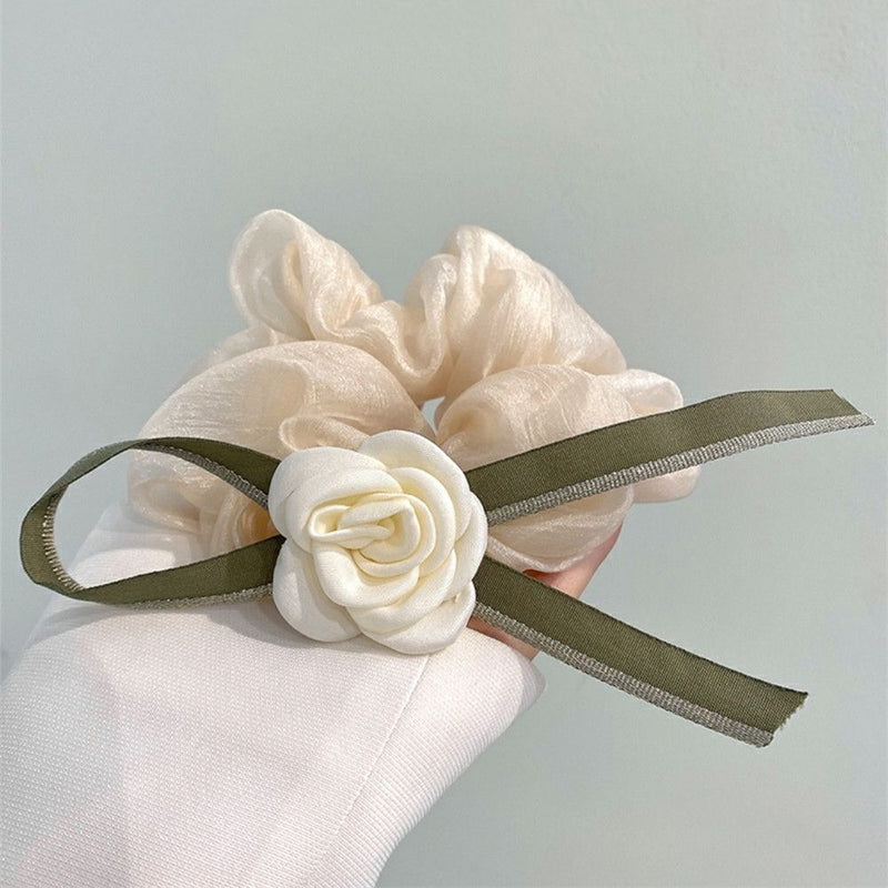 Elastic Ponytail Holder Organza Camellia Hair Rope Hair Ring Hair Band Headwear