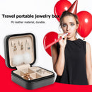 Portable Earrings Rings Storage Box PU Leather Jewelry Display Case (Black)