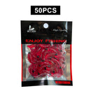 50pcs 2.4cm 0.5g Maggot Bionic Fishing Lures Artificial Soft Bait (Red) Newly