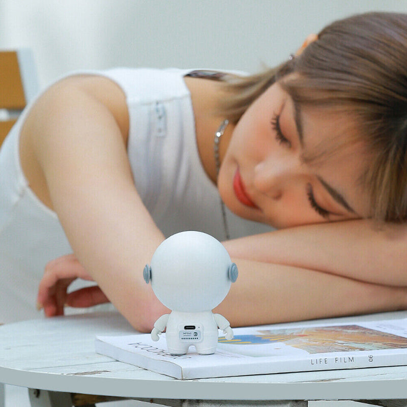Summer Silent Air Cooling Fan Leafless Travel Desktop Wearable Fans (White)