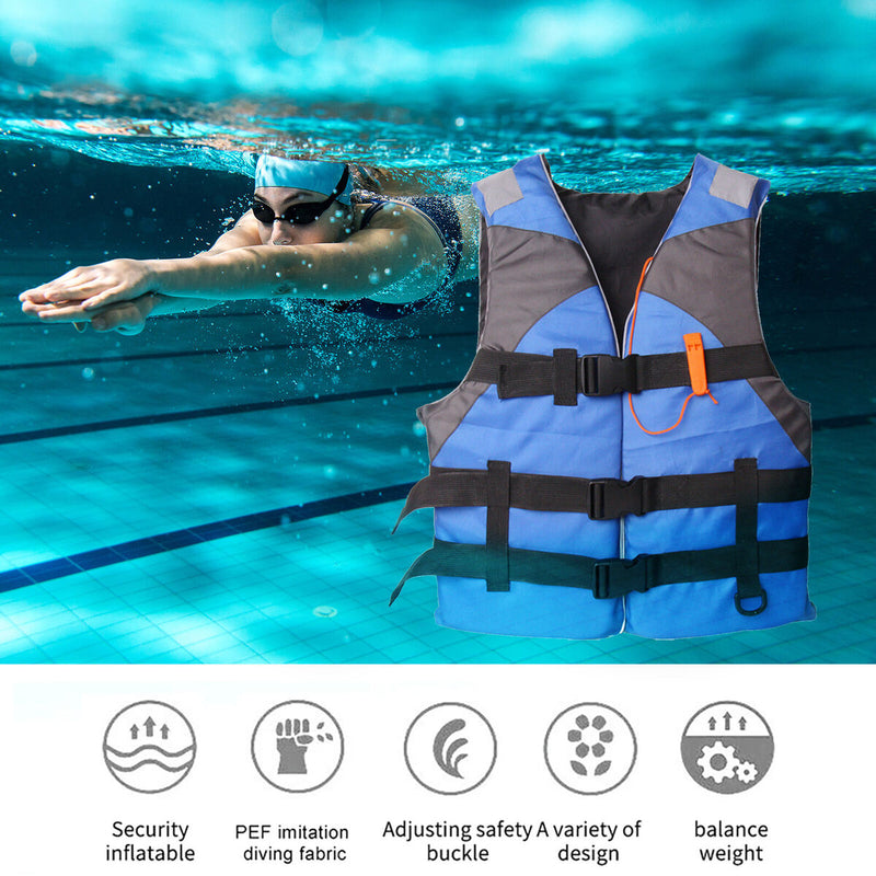 Adults Floating Jacket Lightweight Life Vest for Fishing Swimming (Blue) Newly