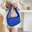 Women Space Padded Nylon Top-handle Bag Zipper Underarm Bag (Blue)