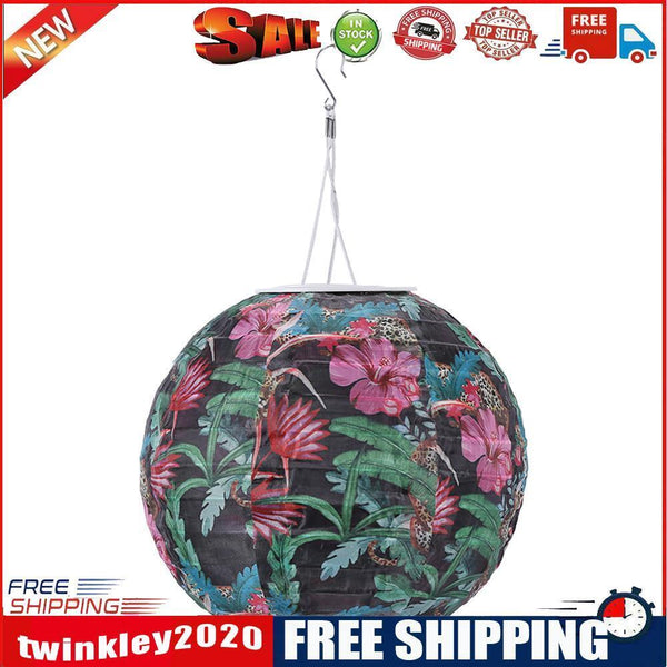 8 inch LED Solar Lantern Waterproof Pendant Decor (Tropical Rain Forest A)