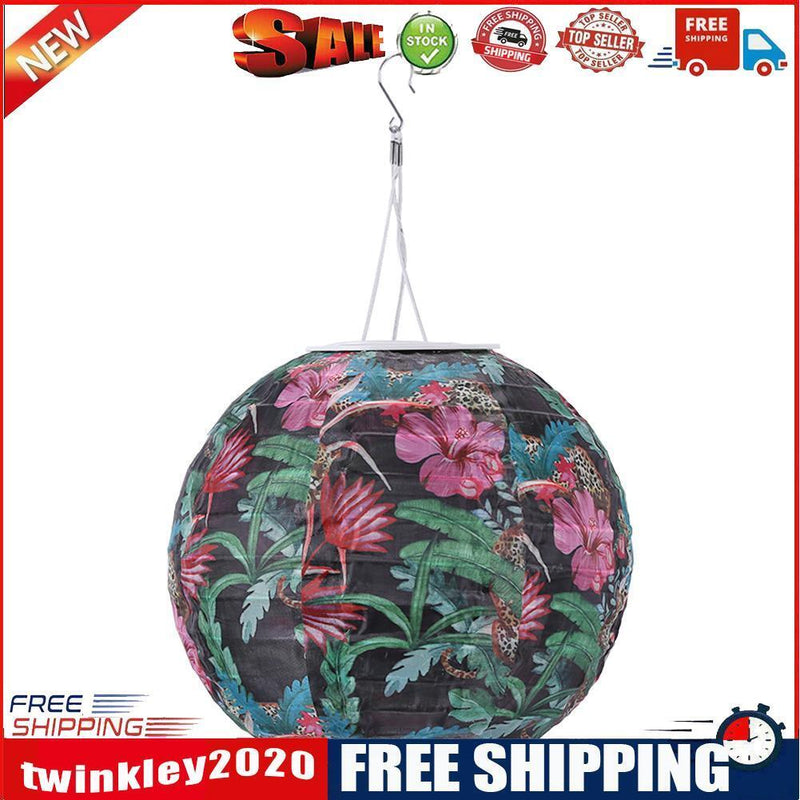 8 inch LED Solar Lantern Waterproof Pendant Decor (Tropical Rain Forest A)