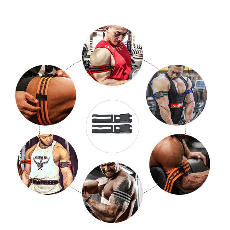 2x BFR Fitness Occlusion Bands Weightlifting Hip Building Blood Restriction Belt