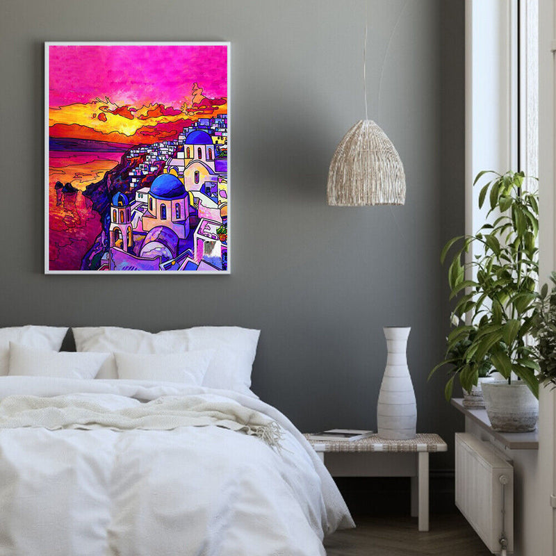 Sunset Town Oil Paint By Numbers DIY Coloring Picture Kits for Adults Children