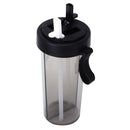 600ml Dual Straw Cup Outdoor Sports Drinking Beverage Water Bottle (Black)