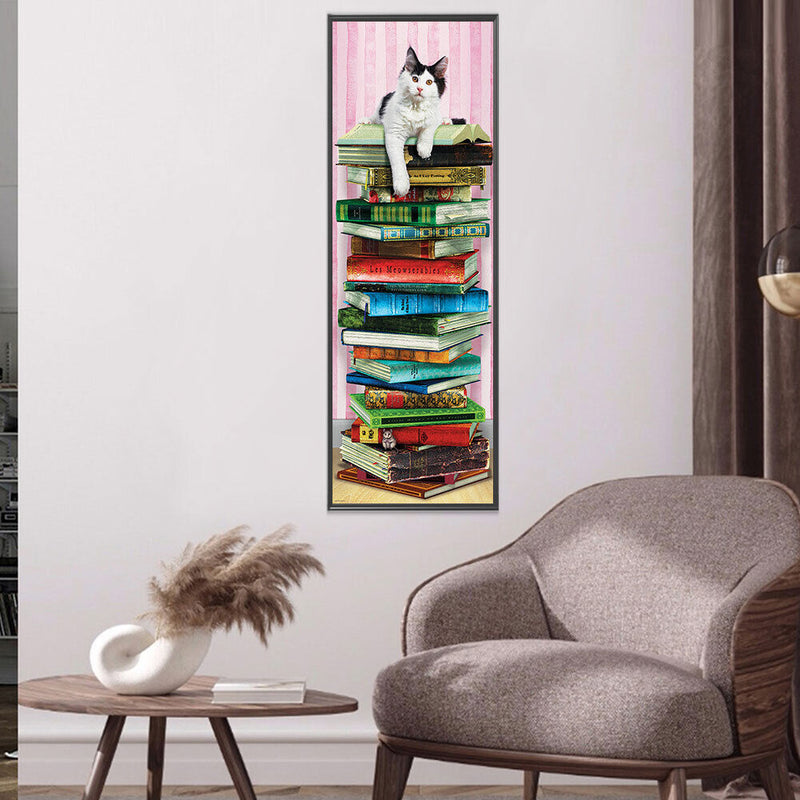 5D DIY Diamond Painting Kits Full Round Drill Cat on Books Mosaic Picture Crafts