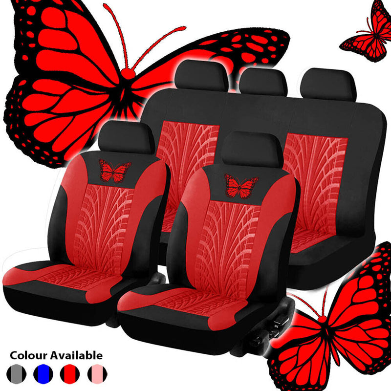 Butterfly Car Seat Cover Set Universal Vehicle Tire Track Auto Seat Protector