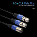 30cm 3-Pin XLR Male to Dual XLR Female Audio Microphone Cable Adapter Wire
