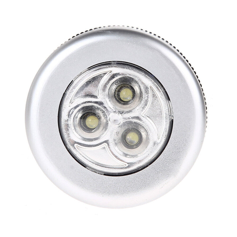 3 LED Battery Powered Wireless Night Light Rod Tap Touch Lamp Light Round