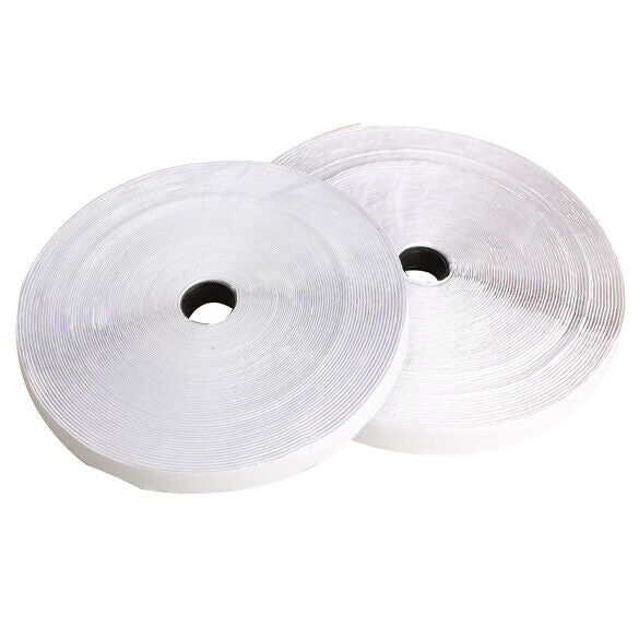2 Rolls Self Adhesive Magic Hook Rough Loop Tape Fastener 25m White Newly
