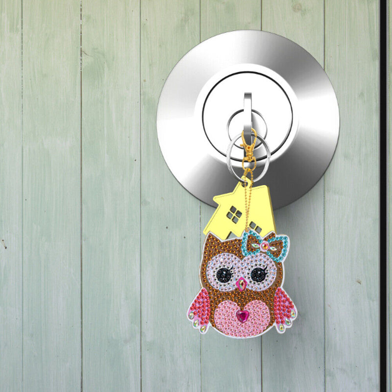 Owl 5D Diamond Painting Keychain Slap Luminous DIY Bag Pendant (dsk010)