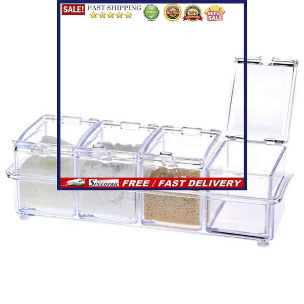 Four Compartments Seasoning Box Safe Material Seasoning Jar Set with Box Co
