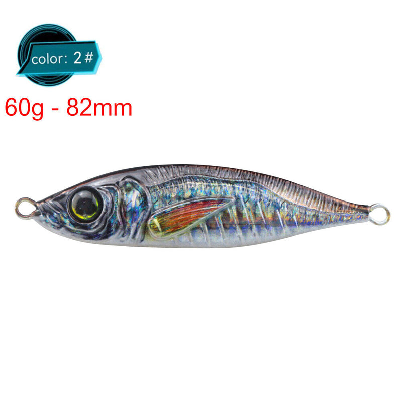 82mm 60g Metal Simulation Fishing Lures Jig Hooks Artificial Hard Bait (B) Newly