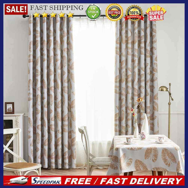 1 x 2.5m Blackout Window Curtain Banana Leaf Shading Curtain (Coffee)