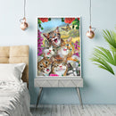 5D Full Round Drill Diamond Painting Lovely Cats Mosaic Picture DIY Rhineston