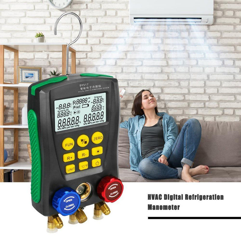 DY517 Pressure Gauge Refrigeration Digital Vacuum Pressure Manifold Tester