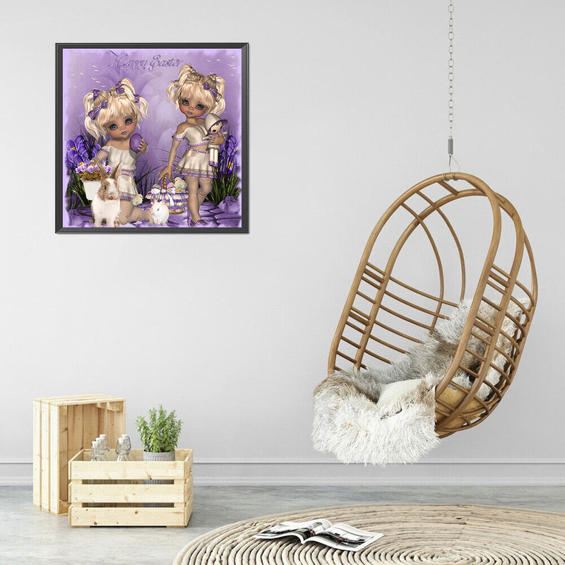 5D DIY Diamond Painting Kits Double Ponytail Girls Full Round Drill Decor