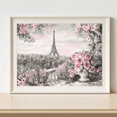 DIY Paint By Number Kit Iron Tower Pink Flowers No Frame Home Decoration