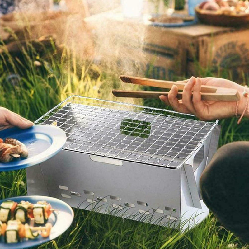 1pcs Outdoor BBQ Stove Mini Folding Steel Stove Barbecue Grill Camping I5M3